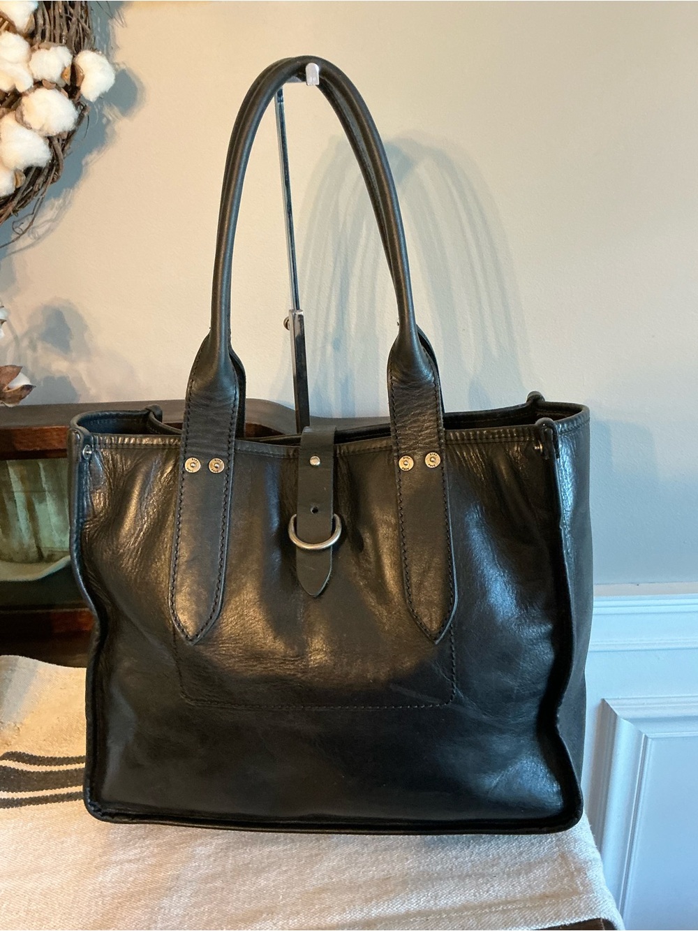 Frye Amy Leather Shopper Tote Shoulder Bag Black Retail $448 - Picture 3 of 11
